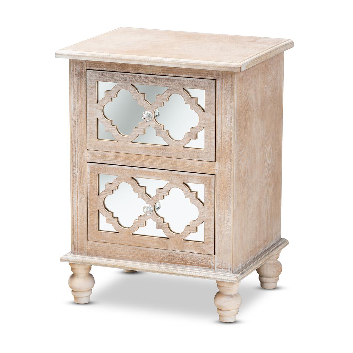 Baxton Studio Celia Rustic French Country 2 Drawer Nightstand