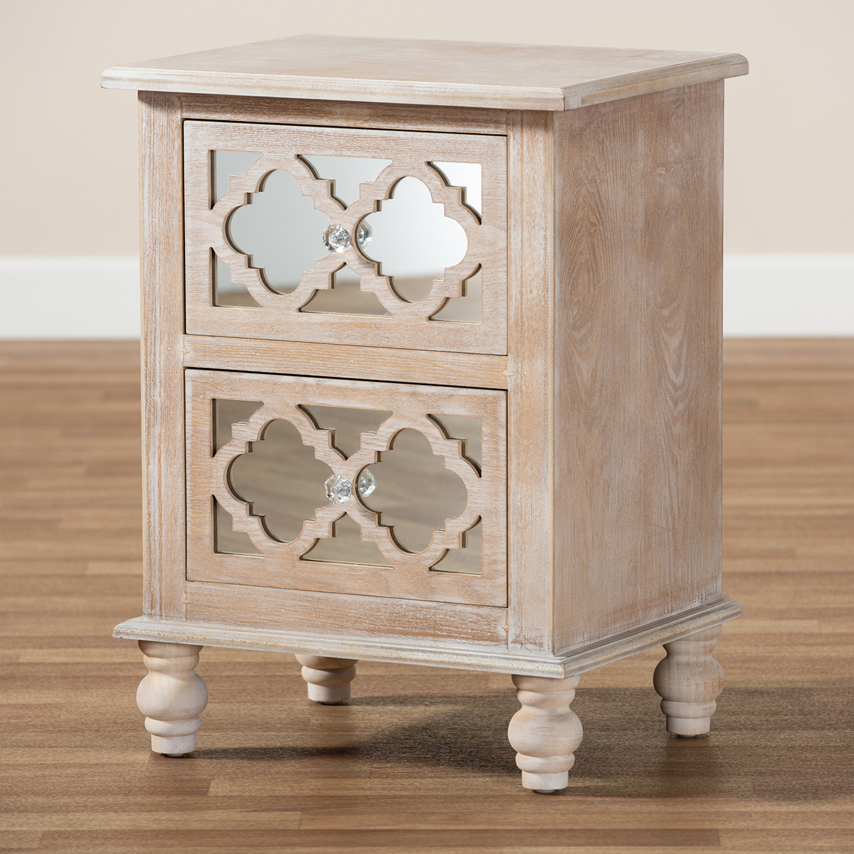 Baxton Studio Celia Rustic French Country 2 Drawer Nightstand