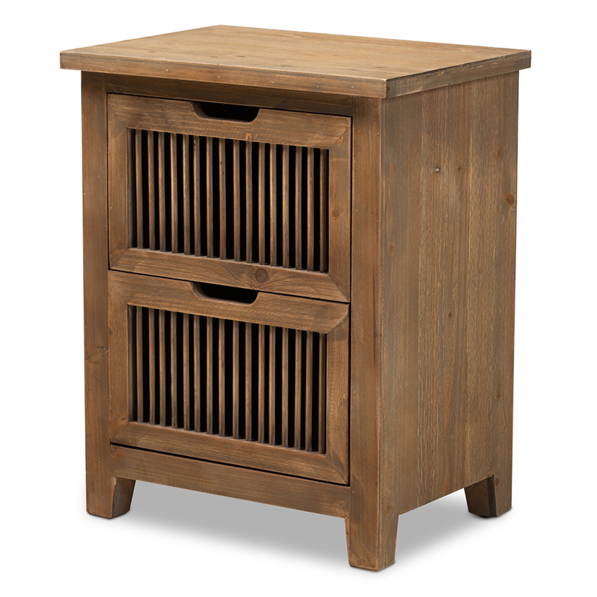 Baxton Studio Clement 2-Drawer Wood Spindle Nightstand