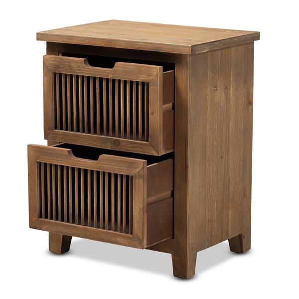 Baxton Studio Clement 2-Drawer Wood Spindle Nightstand alternate view