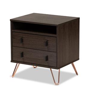 Baxton Studio Glover Dark Brown Finished Wood 2-Drawer Nightstand