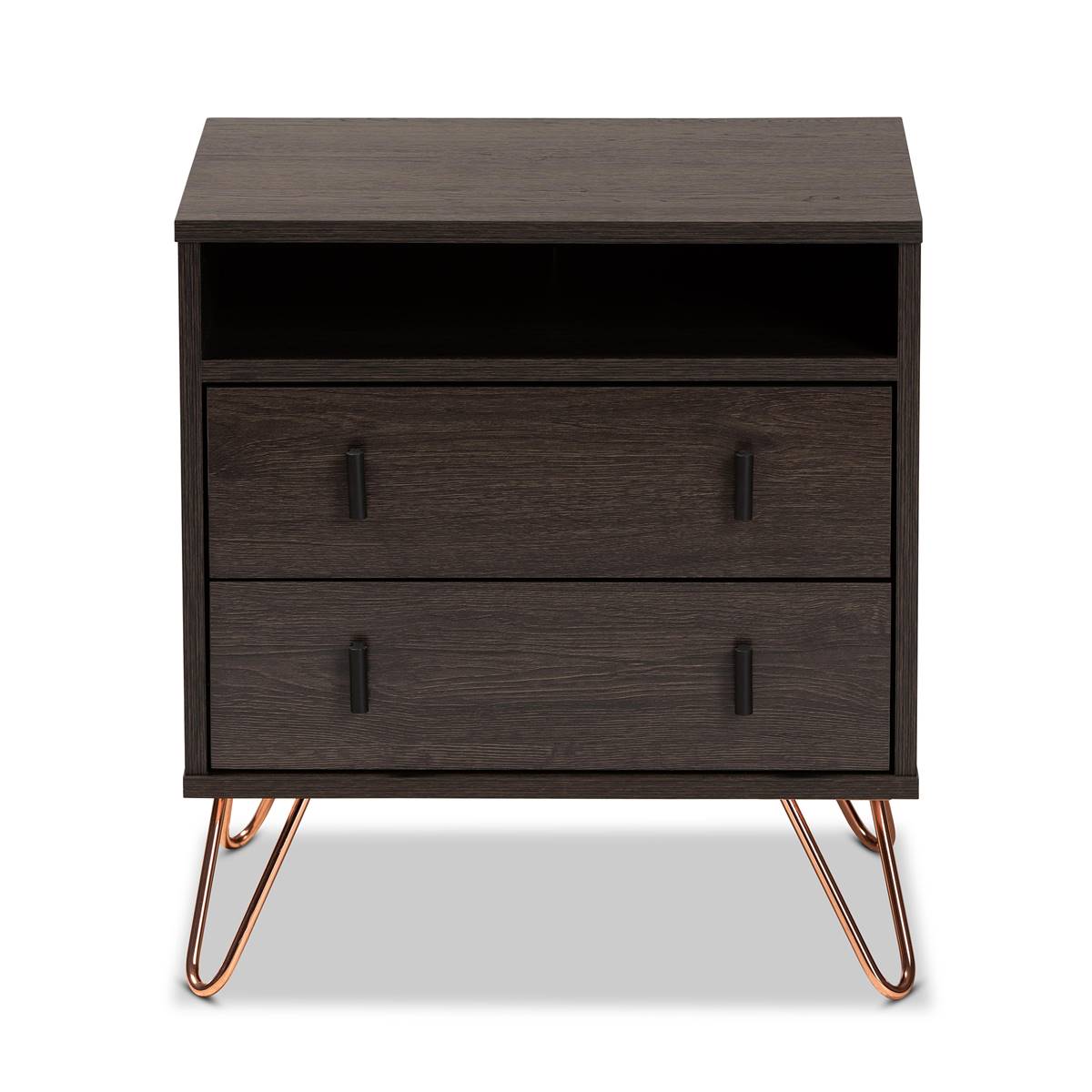 Baxton Studio Glover Dark Brown Finished Wood 2-Drawer Nightstand