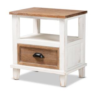 Baxton Studio Glynn Farmhouse Weathered Two-Tone Nightstand