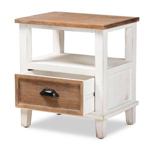 Baxton Studio Glynn Farmhouse Weathered Two-Tone Nightstand alternate view