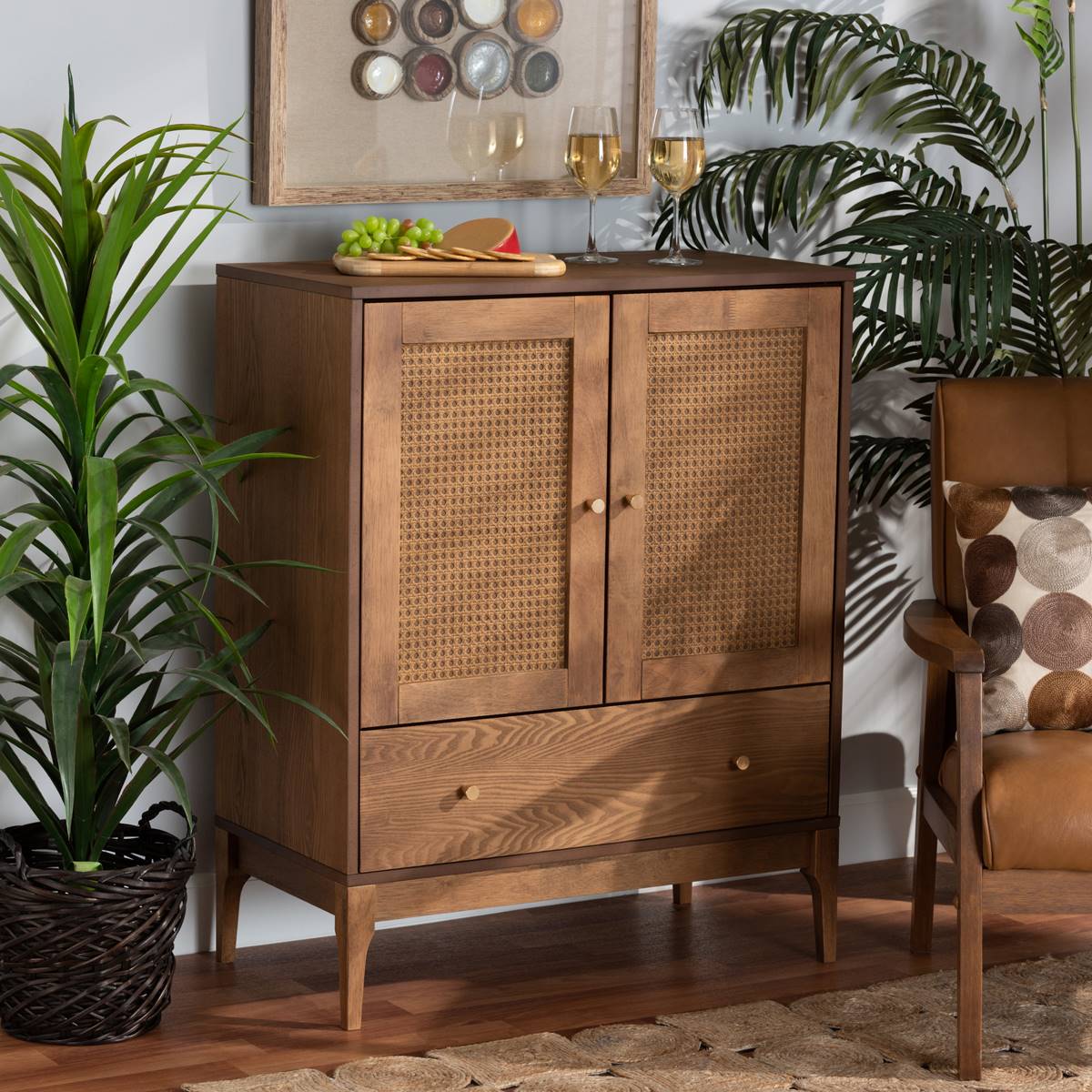 Baxton Studio Ramiel Ash Walnut Finished Wood 1-Drawer Sideboard