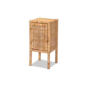 Baxton Studio Vivan Bohemian Natural Rattan 1-Door Nightstand
