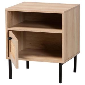 Baxton Studio Caterina Natural Brown Wood 1-Door Nightstand alternate view
