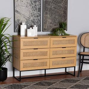 Baxton Studio Sawyer Oak Brown Wood 6-Drawer Storage Cabinet alternate view