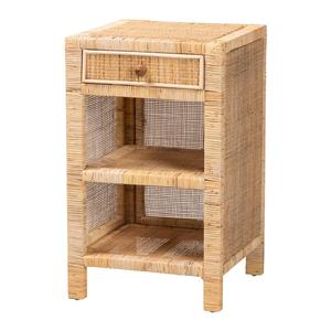 Baxton Studio Bella Brown Mahogany Wood 1-Drawer Nightstand