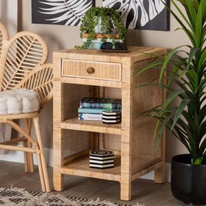 Baxton Studio Bella Brown Mahogany Wood 1-Drawer Nightstand alternate view