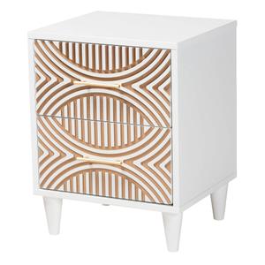 Baxton Studio Louetta Carved Contrasting Nightstand