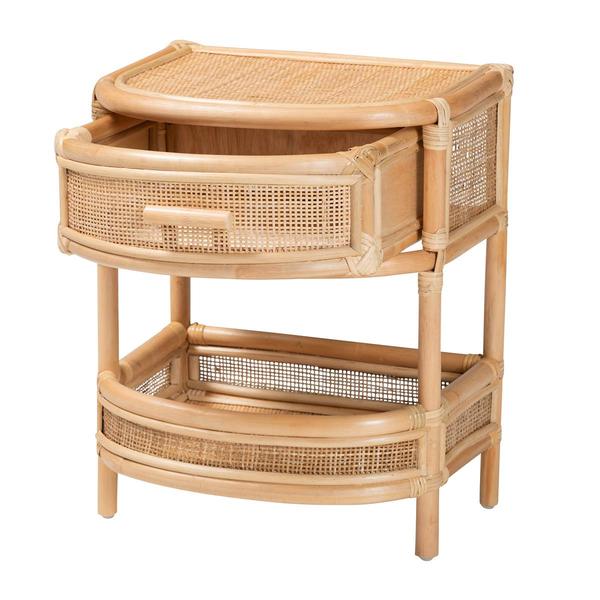 bali & pari Divitia Bohemian Natural Rattan 1-Drawer Nightstand alternate view