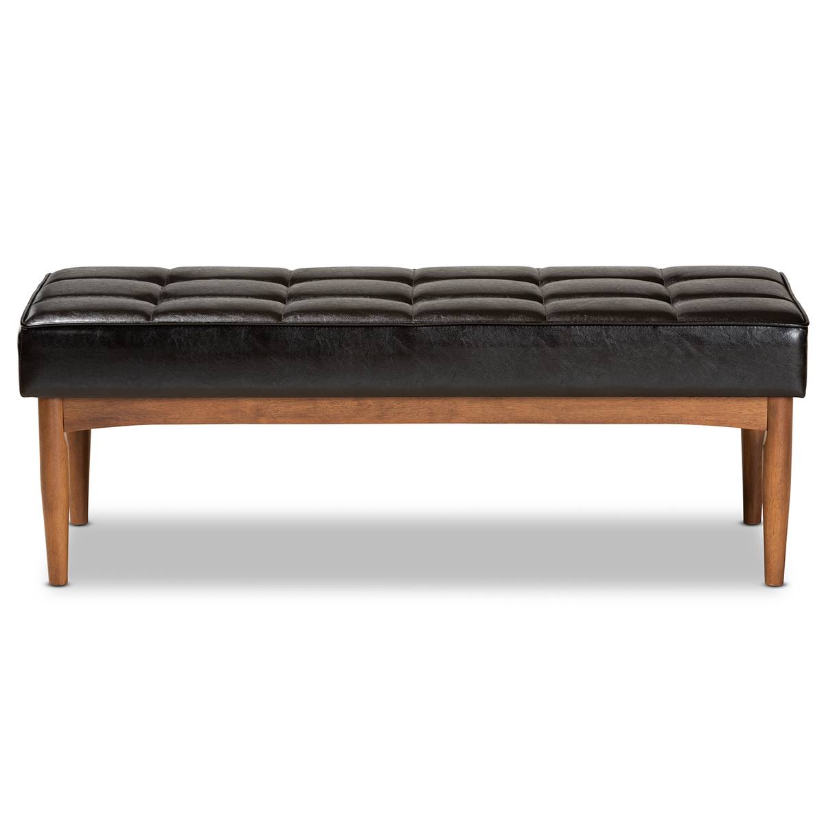 Baxton Studio Sanford Faux Leather & Brown Wood Dining Bench