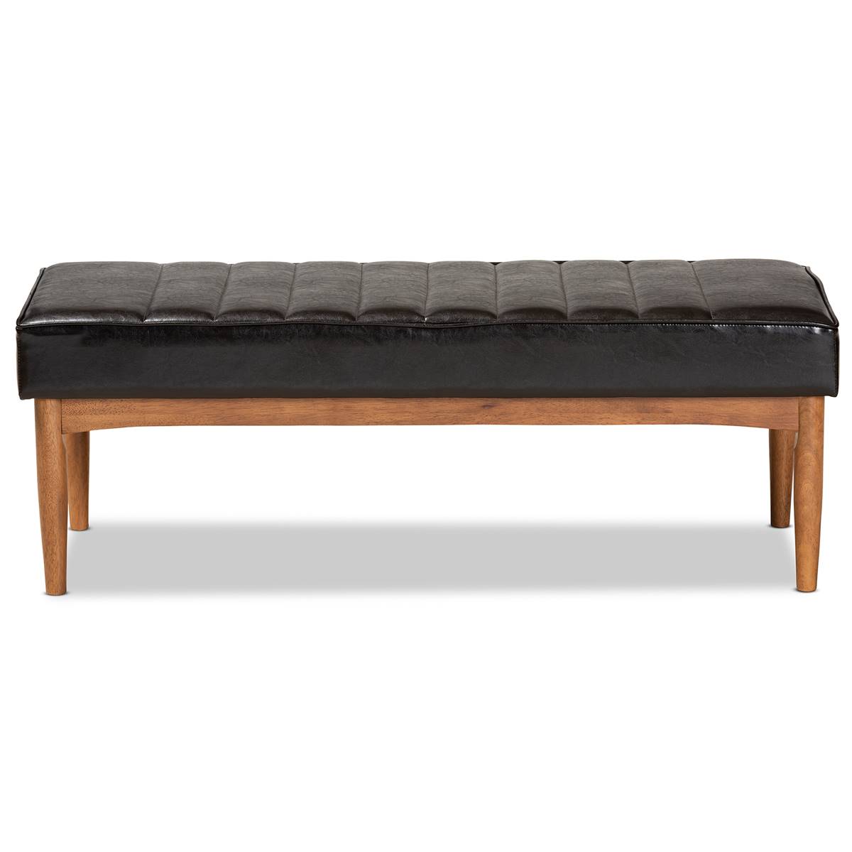 Baxton Studio Daymond Faux Leather & Brown Wood Dining Bench