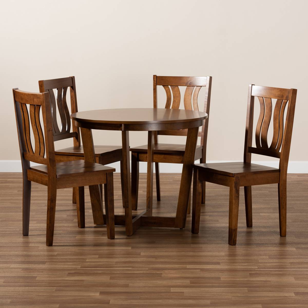 Baxton Studio Elodia Walnut Brown Finished Wood 5pc. Dining Set