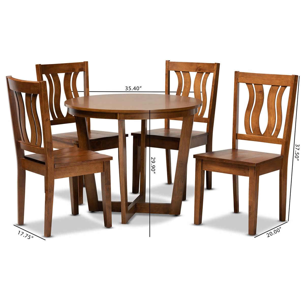 Baxton Studio Elodia Walnut Brown Finished Wood 5pc. Dining Set