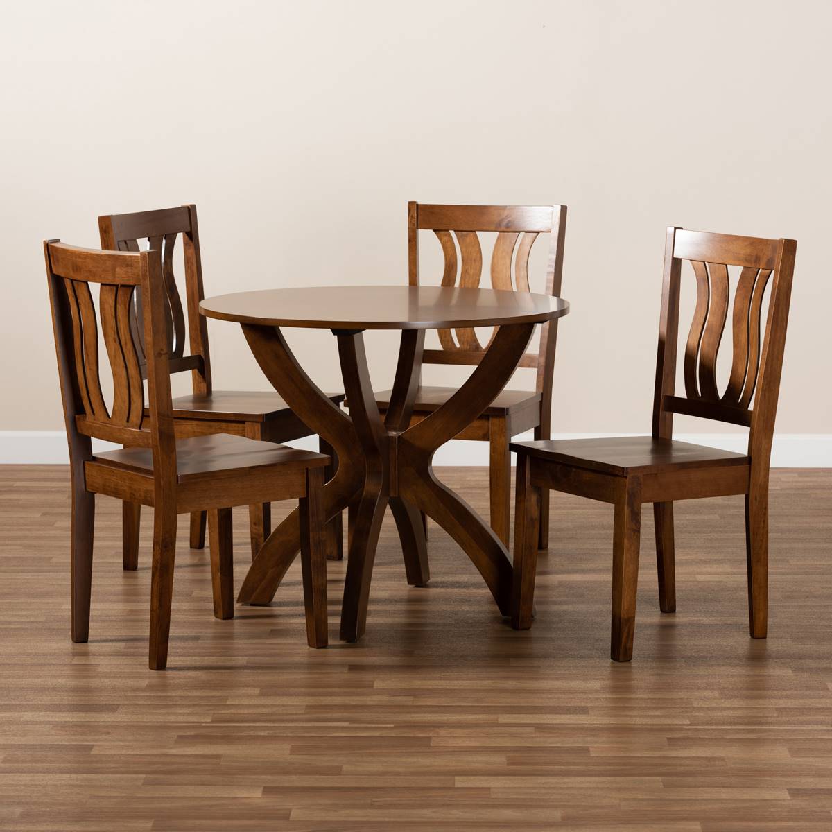 Baxton Studio Karla Walnut Brown Finish Wood 5pc. Dining Set