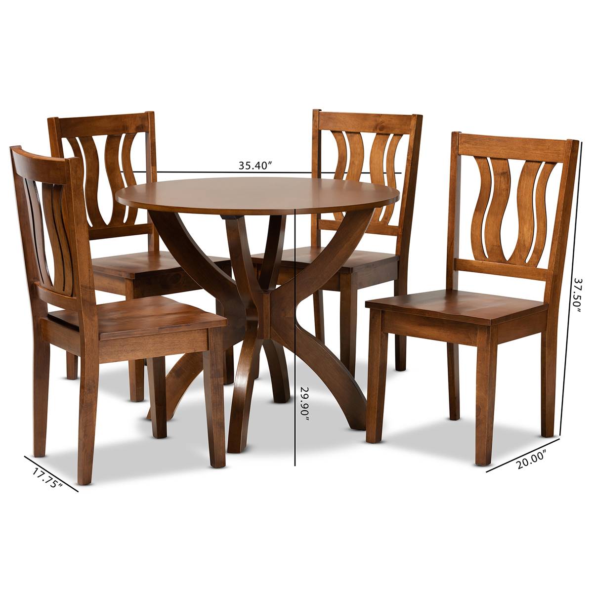 Baxton Studio Karla Walnut Brown Finish Wood 5pc. Dining Set