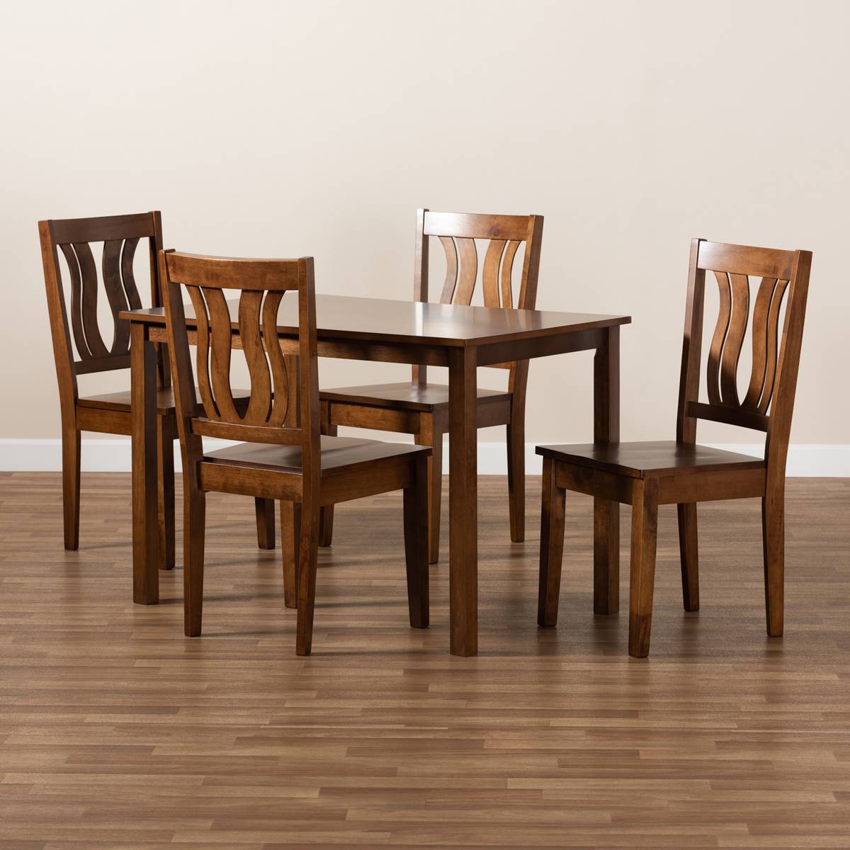 Baxton Studio Zamira Walnut Brown Finish Wood 5pc. Dining Set