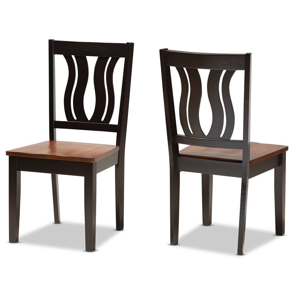 Baxton Studio Fenton Two-Tone Brown/Walnut Dining Chairs-Set Of 2