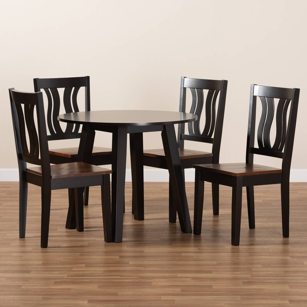 Baxton Studio Anesa 2-Tone Brown Finish Wood 5pc. Dining Set