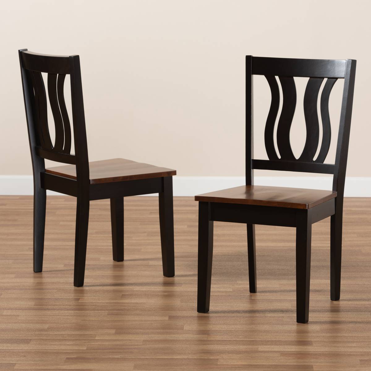 Baxton Studio Fenton Two-Tone Brown/Walnut Dining Chairs-Set Of 2