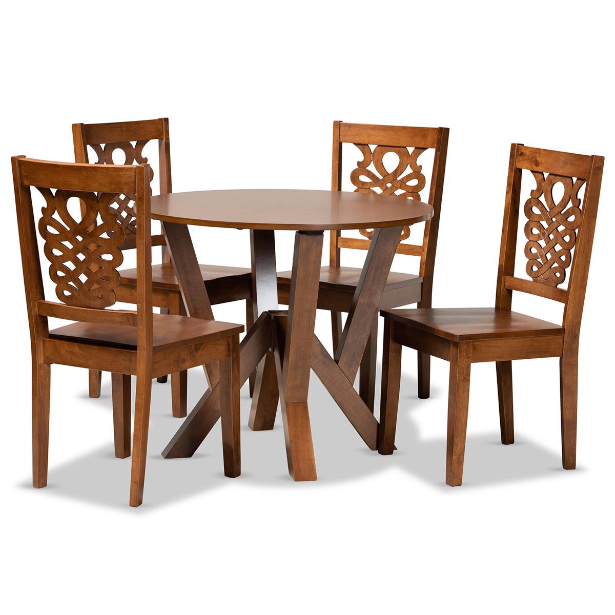 Baxton Studio Valda Walnut Brown Finish Wood 5pc. Dining Set