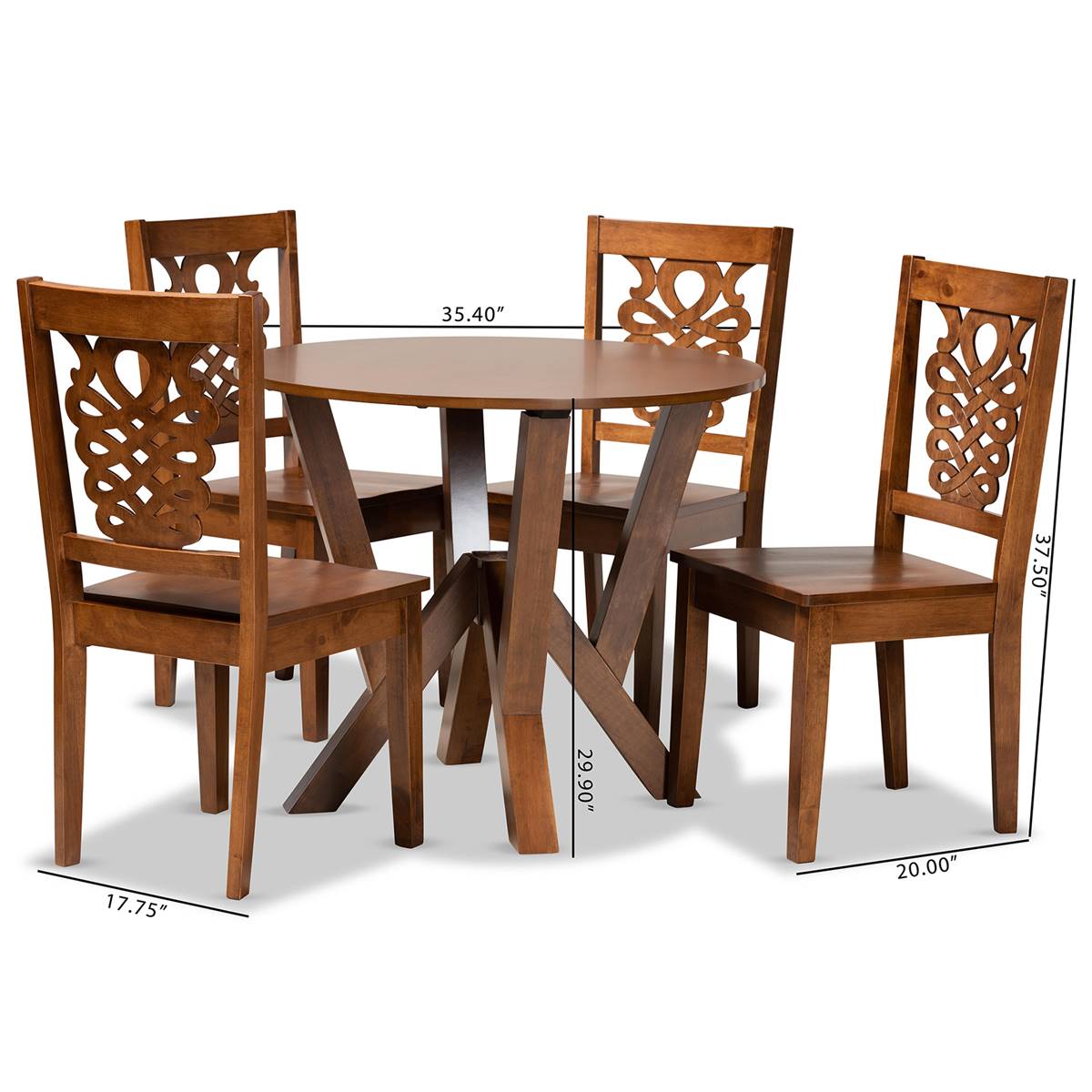 Baxton Studio Valda Walnut Brown Finish Wood 5pc. Dining Set