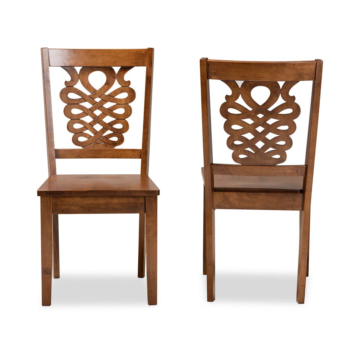 Baxton Studio Gervais Walnut Brown Finish Wood 2pc. Dining Chairs