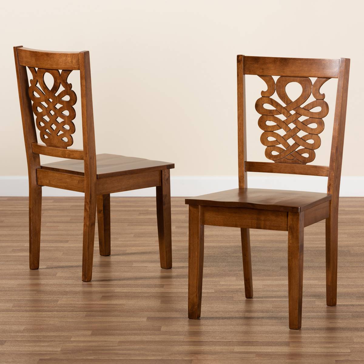 Baxton Studio Gervais Walnut Brown Finish Wood 2pc. Dining Chairs