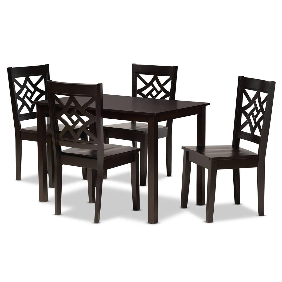 Baxton Studio Nicolette Dark Brown Finished Wood 5pc. Dining Set