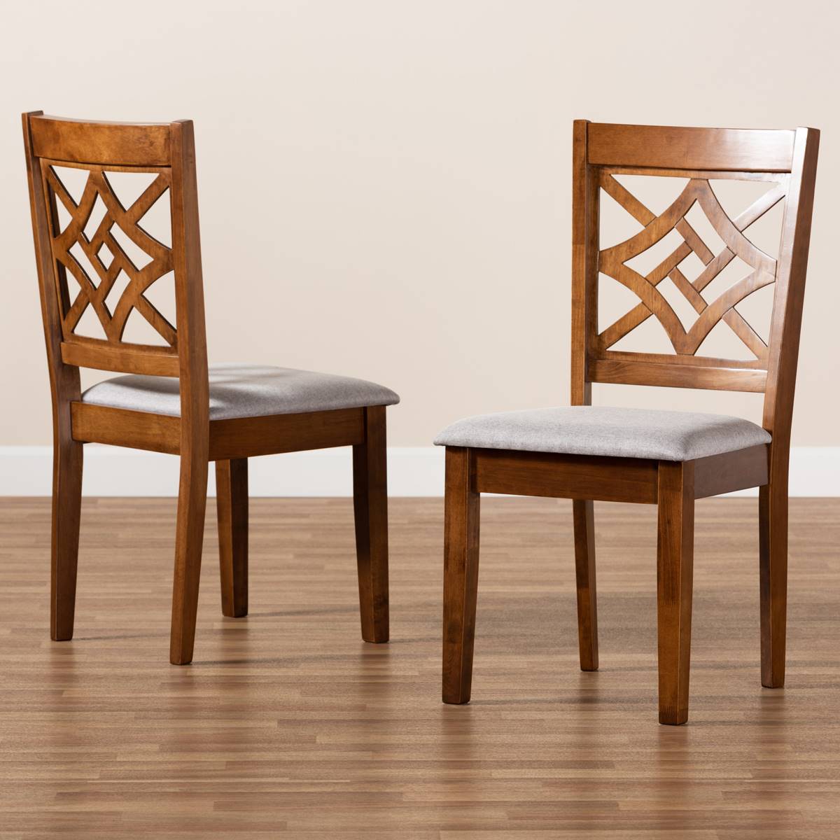 Baxton Studio Nicolette Grey/Walnut Brown Dining Chairs-Set Of 2