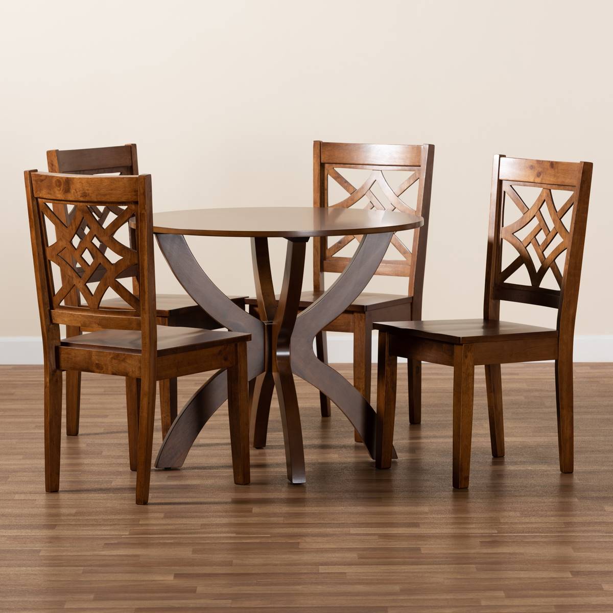 Baxton Studio Anila Walnut Brown Finished Wood 5pc. Dining Set