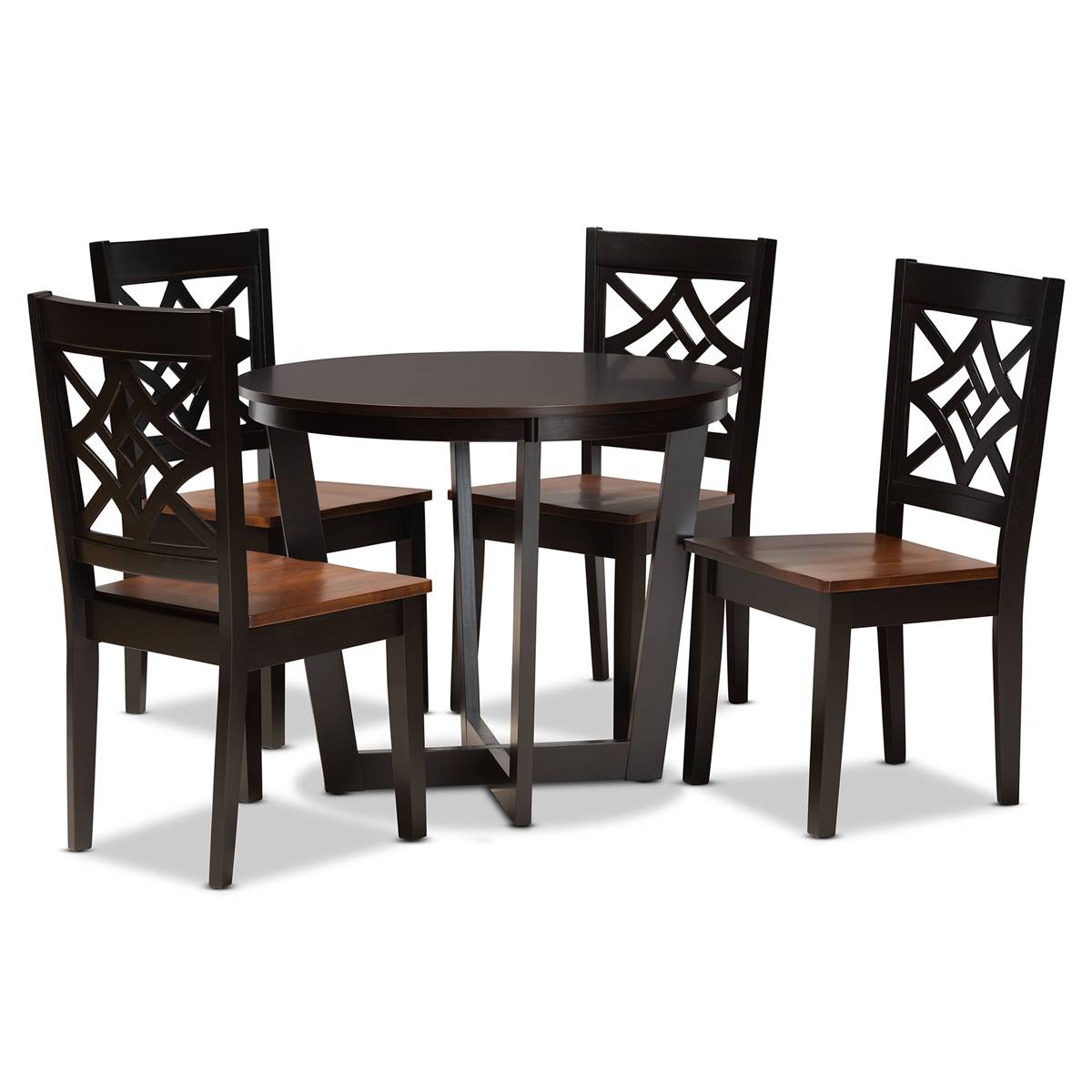 Baxton Studio Brava Two-Tone Dark Brown Wood 5pc. Dining Set