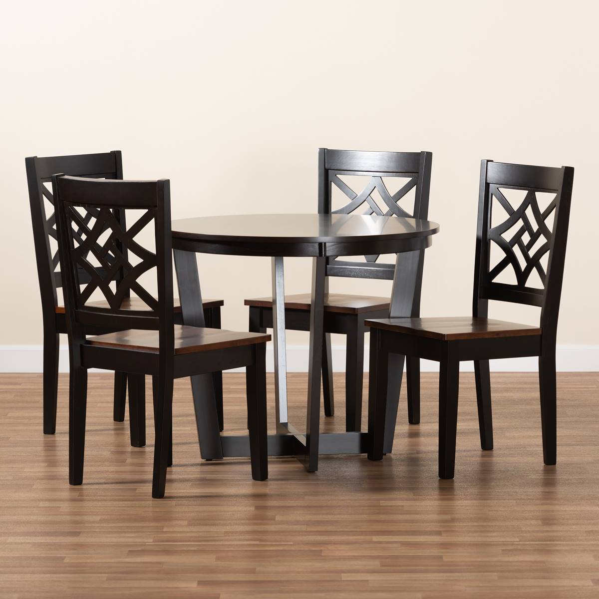 Baxton Studio Brava Two-Tone Dark Brown Wood 5pc. Dining Set