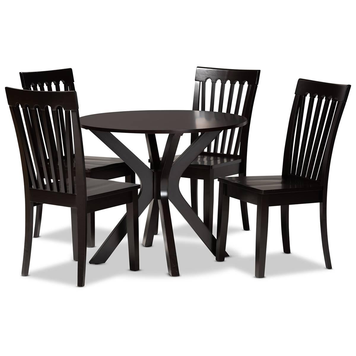 Baxton Studio Zora Dark Brown Wood 5pc. Dining Set