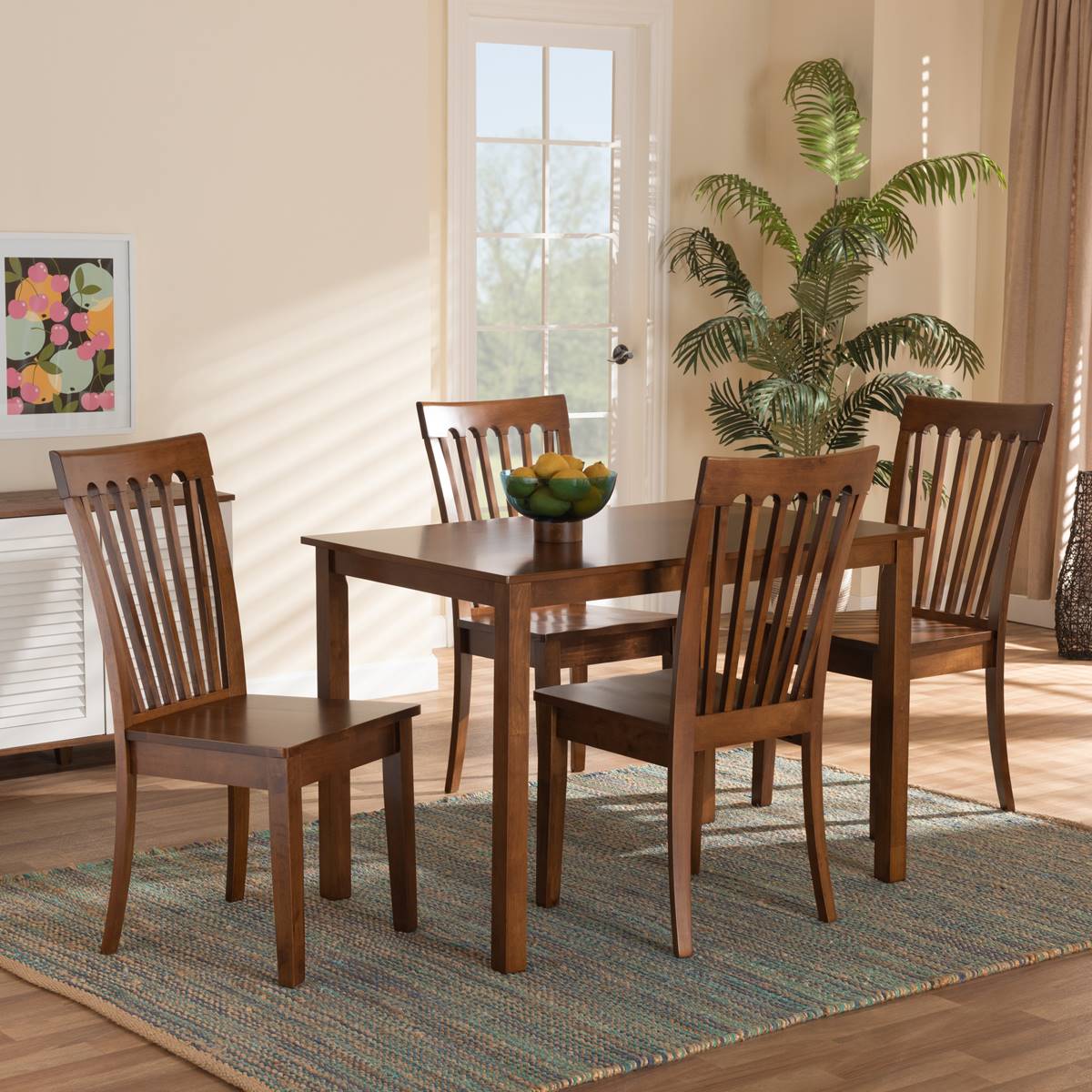 Baxton Studio Erion Dark Brown Finished Wood 5pc. Dining Set