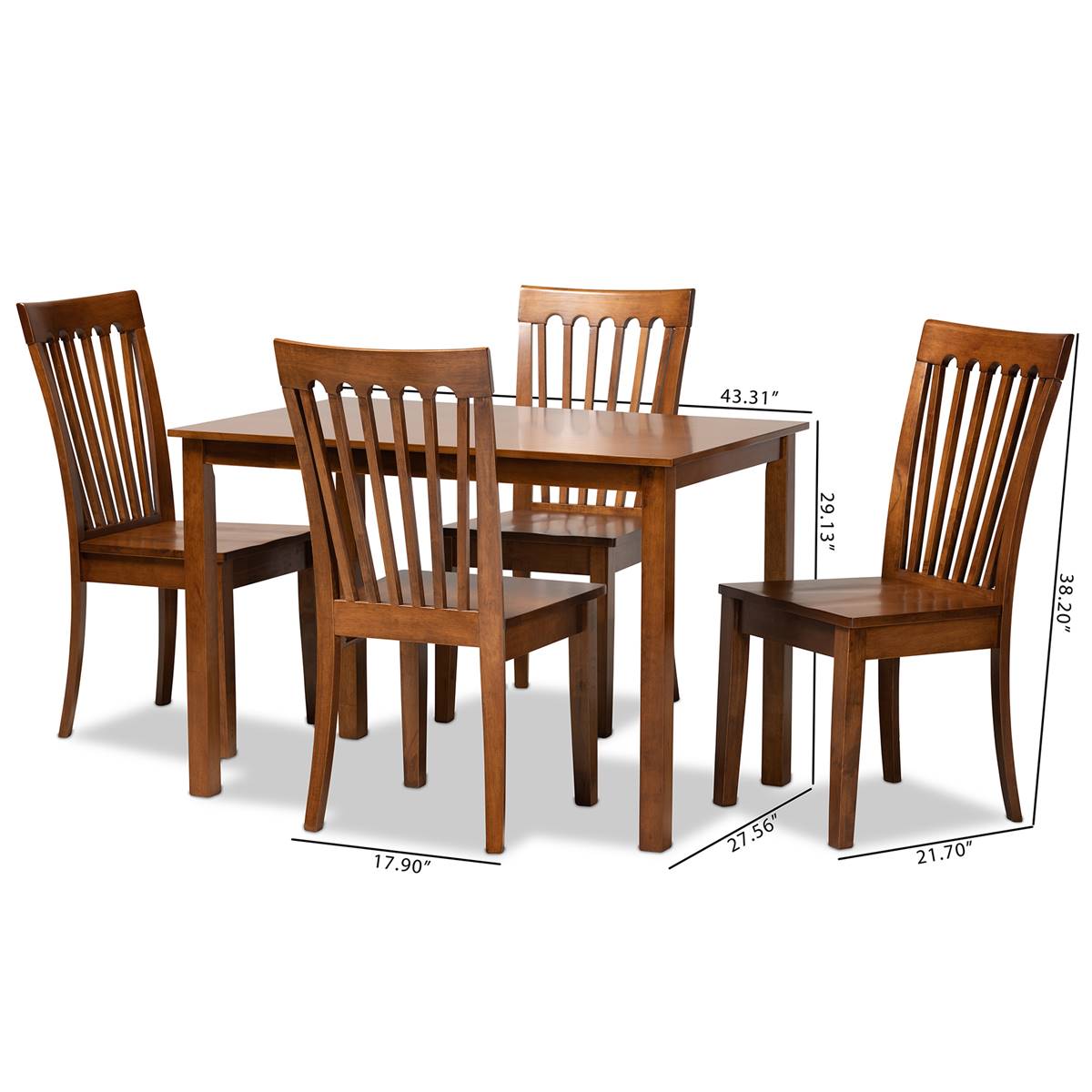 Baxton Studio Erion Dark Brown Finished Wood 5pc. Dining Set