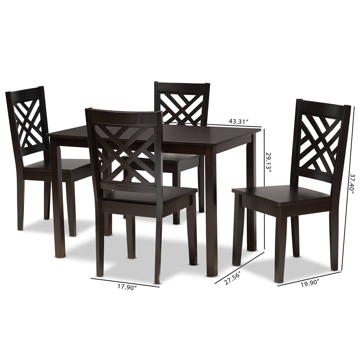 Baxton Studio Ani Dark Brown Finished Wood 5pc. Dining Set