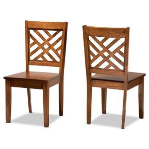Baxton Studio Caron Walnut Brown Wood 2pc. Dining Chair Set