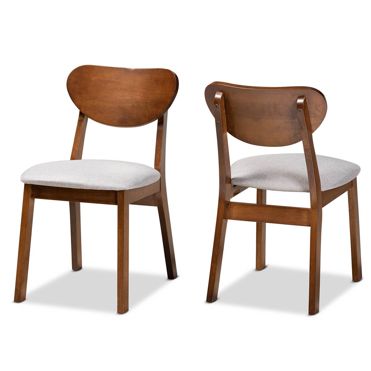 Baxton Studio Damara Walnut Brown Wood 2pc. Dining Chair Set