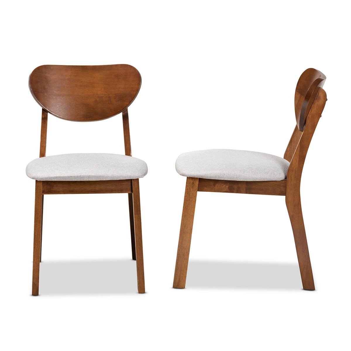 Baxton Studio Damara Walnut Brown Wood 2pc. Dining Chair Set