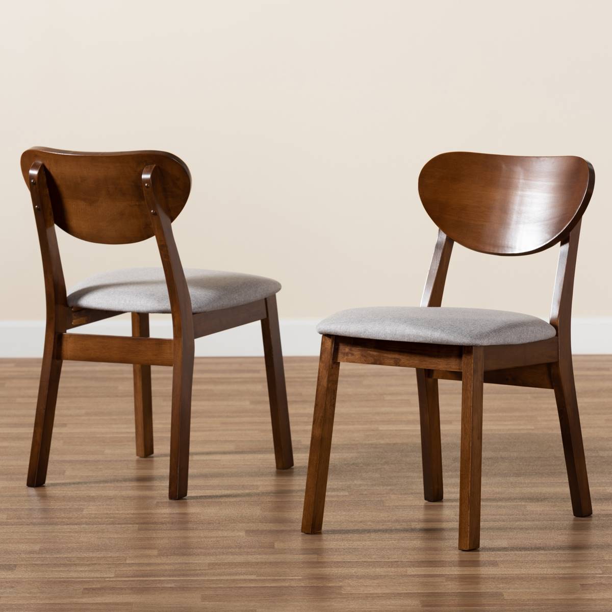 Baxton Studio Damara Walnut Brown Wood 2pc. Dining Chair Set