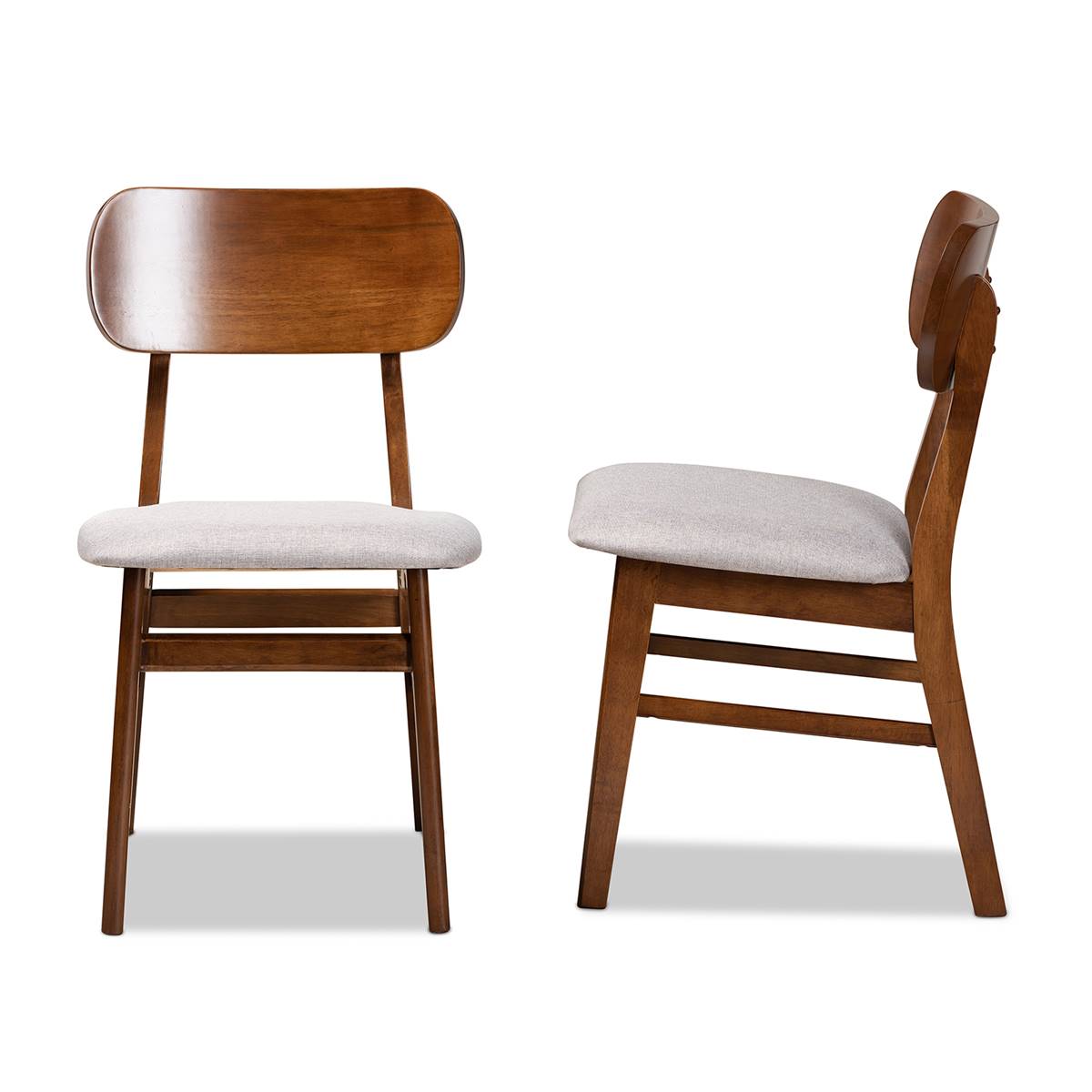 Baxton Studio Euclid Walnut Brown Wood 2pc. Dining Chair Set