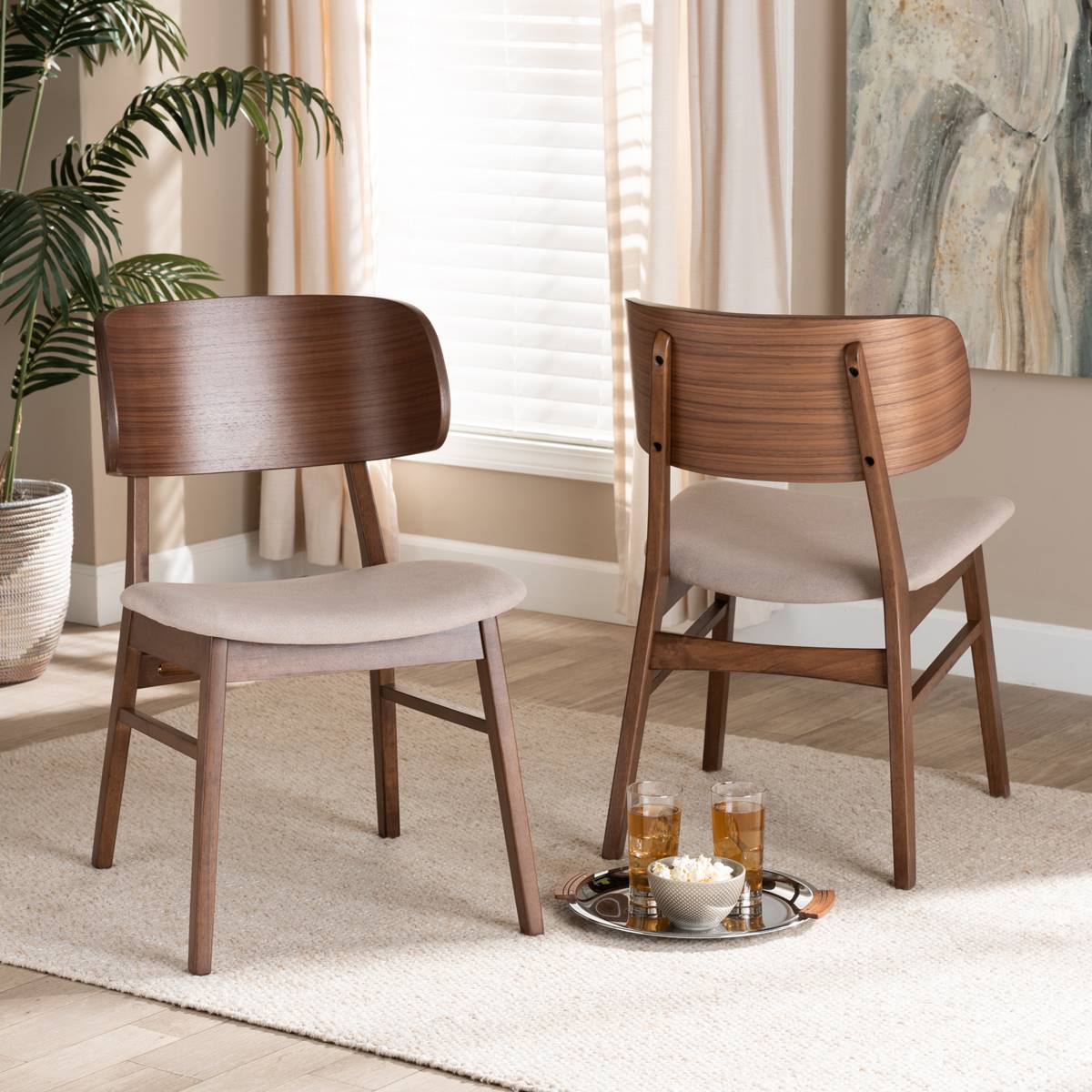 Baxton Studio Alston Mid-Century Wood 2pc. Dining Chair Set