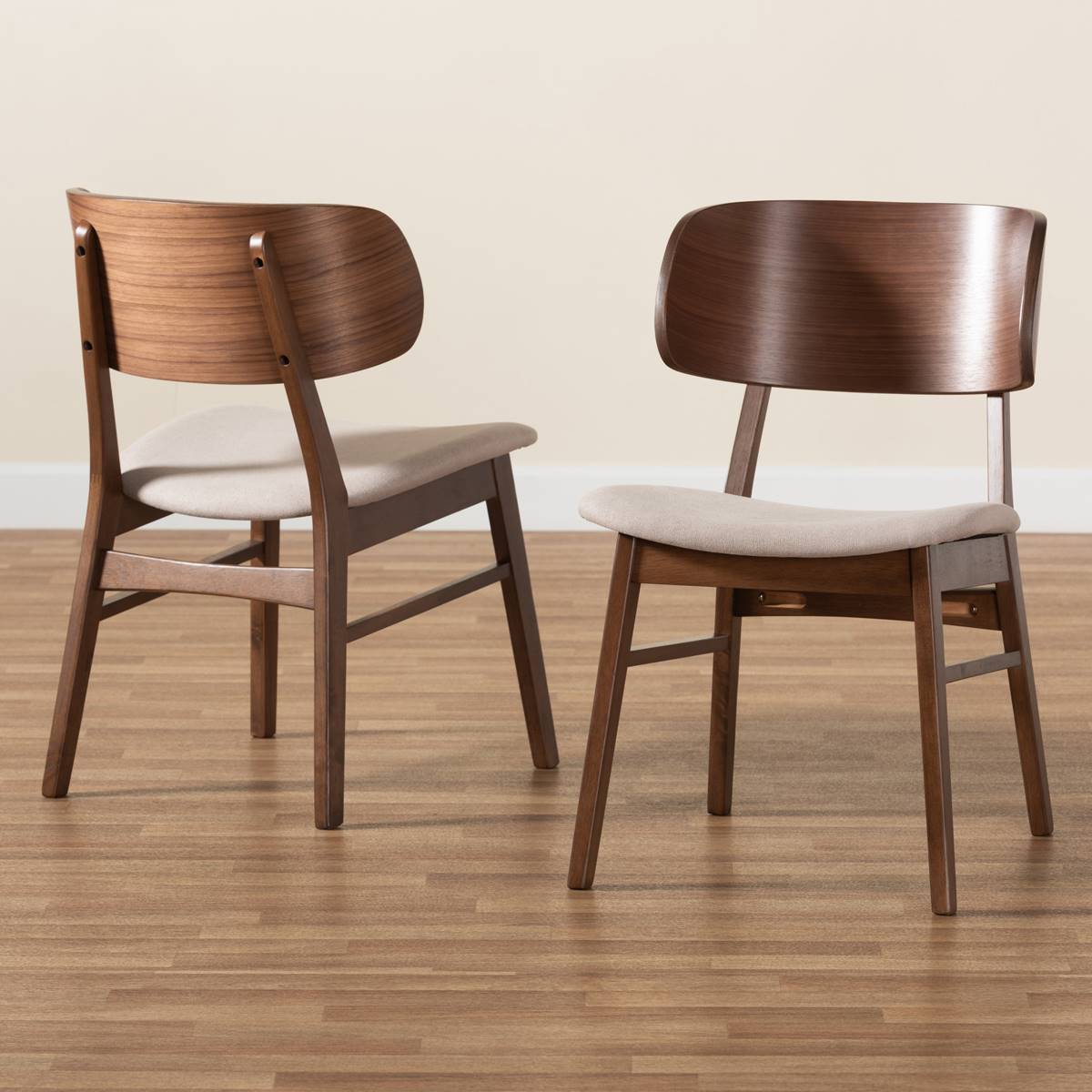 Baxton Studio Alston Mid-Century Wood 2pc. Dining Chair Set