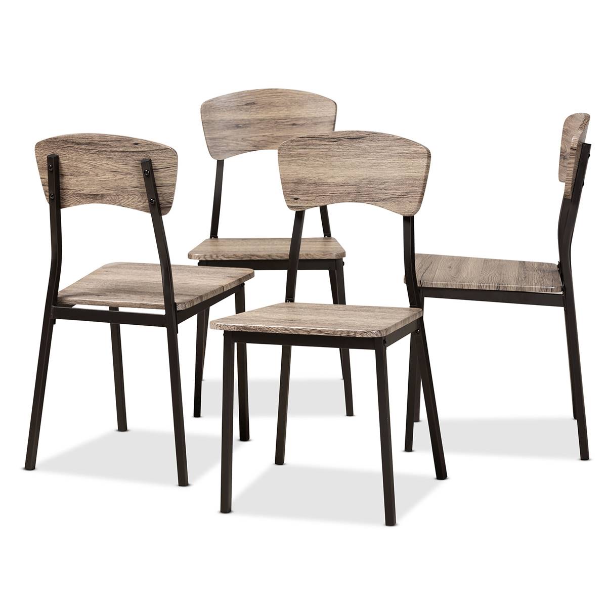 Baxton Studio Marcus Modern Oak Brown Wood 4pc. Dining Chair Set