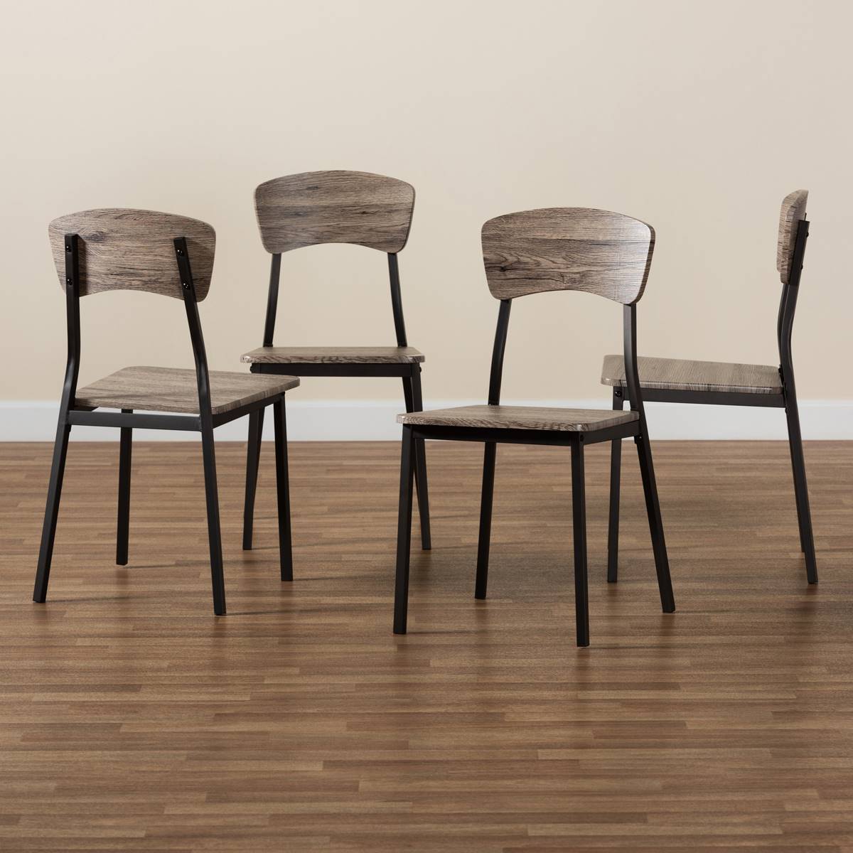 Baxton Studio Marcus Modern Oak Brown Wood 4pc. Dining Chair Set