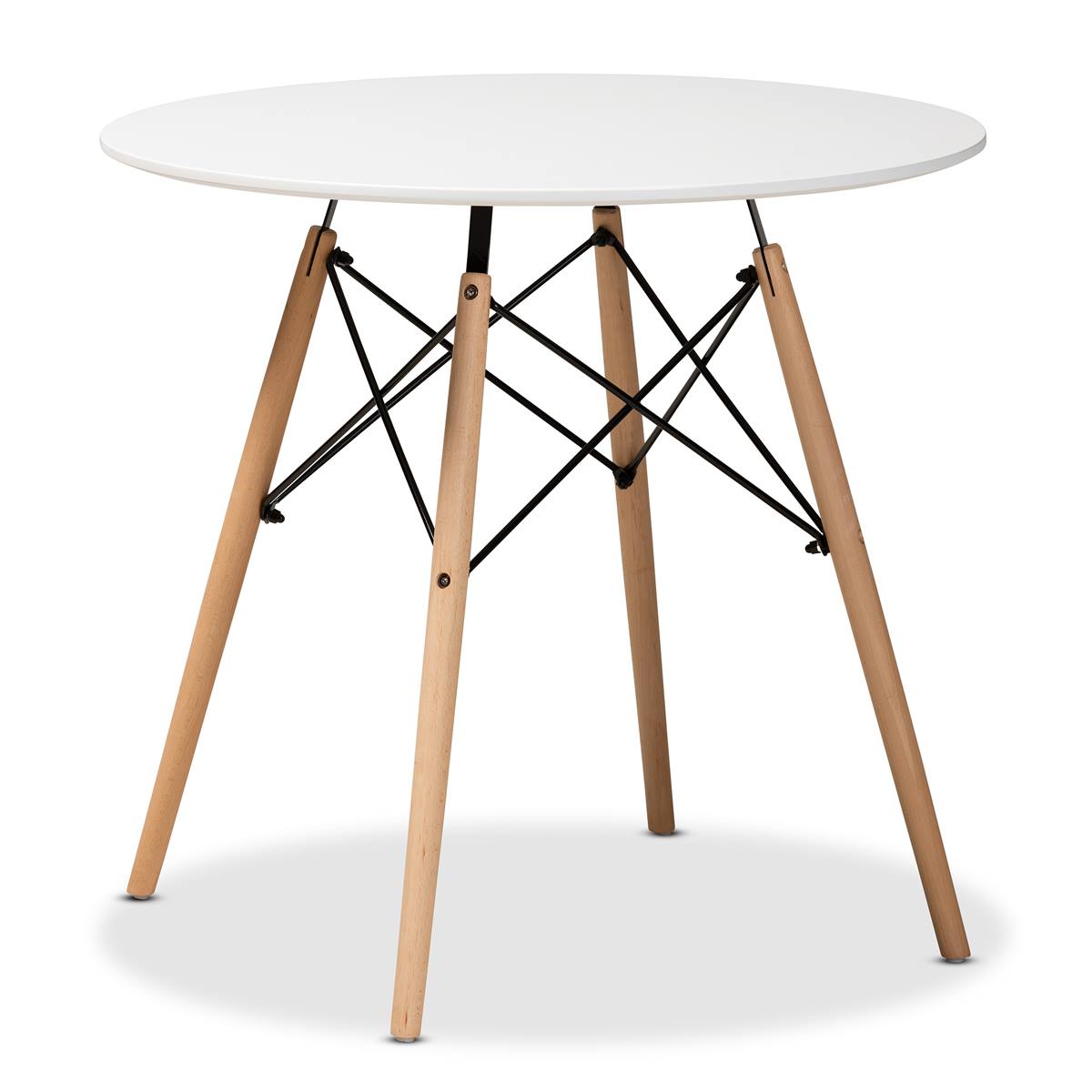 Baxton Studio Varen Modern White Plastic Wood Dining Table