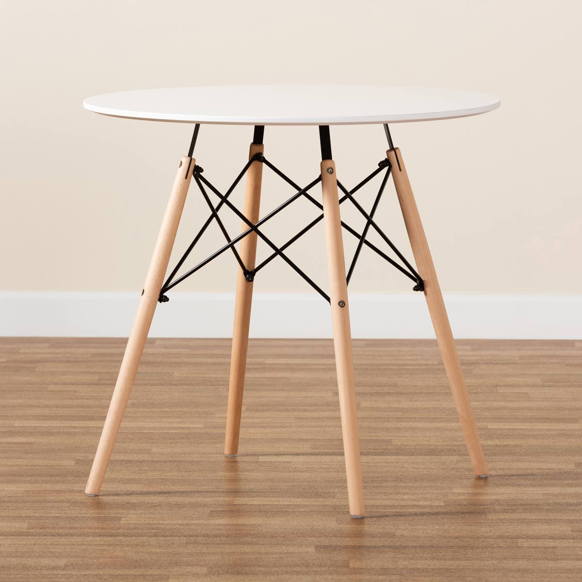 Baxton Studio Varen Modern White Plastic Wood Dining Table